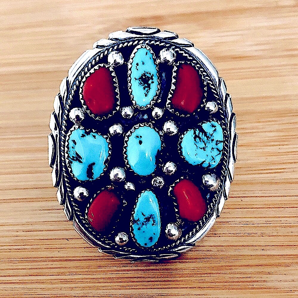 $248 Estate Signed Native American Vintage Ring  Sterling Silver  Size 9 - Picture 3 of 8